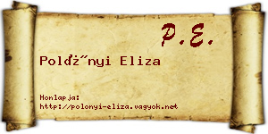 Polónyi Eliza névjegykártya